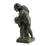 AN ITALIAN GREEN SERPENTINE GRAND TOUR FIGURE OF A BOY AND CAT LATE 19TH CENTURY the boy