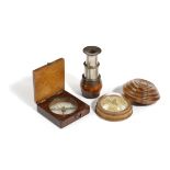 A MAHOGANY POCKET COMPASS BY NEGRETTI & ZAMBRA, 19TH CENTURY with a printed dial, together with a