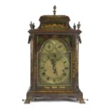 A GEORGE III GREEN LACQUERED MUSICAL BRACKET CLOCK BY ROBERT WARD, LONDON, C.1760 the brass twin
