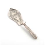 A George III silver fish slice, by Peter & Ann Bateman, London 1793, of shaped rectangular form,