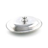 By J.K. Baily, an Arts and Crafts silver entree dish and cover, maker's mark over-striking