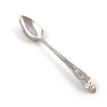 A George III Irish provincial silver Bright-cut Celtic Point pattern large tablespoon / small