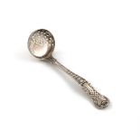 A Victorian silver Coburg pattern sifting spoon, by George Adams, London 1853, circular pierced