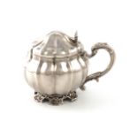 An early Victorian silver mustard pot, by Robert Garrard, London 1837, lobed circular bellied