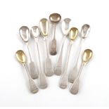 A collection of Scottish provincial silver mustard and salt spoons, various dates and makers,