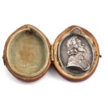 Charles I, a silver Royalist badge, by Thomas Rawlins, oval form, bust of the King right, with the
