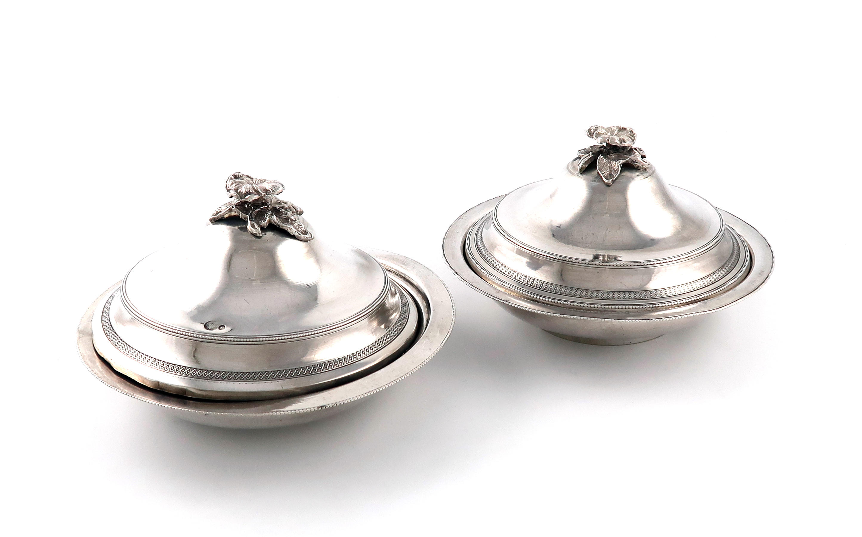 A pair of Egyptian silver bowls and covers, Al-Mansura 1932, also marked with a Tughra mark,