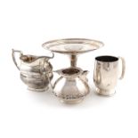 A mixed lot of silver items, comprising: an Edwardian christening mug by Joseph Gloster,