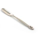 Designed by Johan Rohde for Georg Jensen, a Danish silver acorn pattern marrow/cheese scoop, with