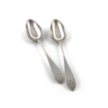 A pair of George III Scottish provincial silver Celtic Point dessert spoons, by Robert Keay, Perth