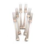 A set of six George III silver Hanoverian pattern dessert forks, by Thomas and William Chawner,