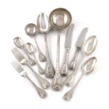 A collection of Victorian and modern silver Palm pattern flatware, comprising: eighteen table forks,