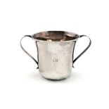 A George III provincial silver two-handled porringer, by John Langlands, Newcastle 1757, tapering