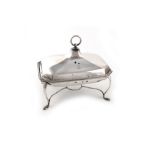 A Victorian silver entree dish and cover on a warming stand, by The Barnards, London 1895,