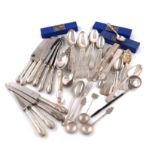 λA mixed lot of flatware, varied dates and makers, comprising silver items: a matched set of six