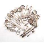 A collection of mixed silver flatware, various dates and makers, comprising: a George I Dog-nose
