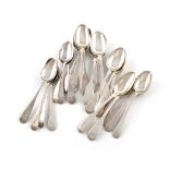 A collection of antique silver teaspoons, various dates and makers, comprising: a set of six