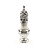 A George III silver sugar caster, by John Delmester, London 1760, baluster form, the pull-off