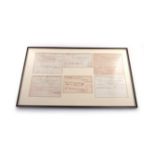 A collection of six framed late 18th and early 19th century receipts relating to silver,