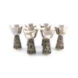 By Graham Watling, a set of six modern silver goblets, London 1976, tapering circular bowls, on