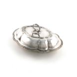 A Victorian silver entree dish and cover, by Robert Hennell II, London 1853, shaped oval form,