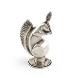 A Norwegian novelty silver squirrel pepper pot, marked 'Sterling J. Tostrup Norway', modelled in a