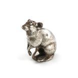 An Edwardian novelty silver mouse pepper pot, import marks for Chester 1905, importer's mark of