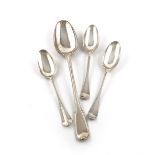 A small collection of Foreign silver flatware, comprising: two similar Dutch tablespoons, maker's