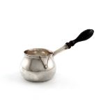 A George II silver brandy pan, by George Greenhill Jones, London 1728, circular bellied form, with a