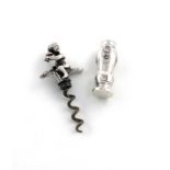 A modern Dutch silver pocket corkscrew, with a makers mark 'B', 1994, in the 18th century manner,