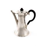 An Edwardian silver coffee pot, by Martin, Hall & Co., Sheffield 1907, of tapering circular form,