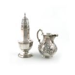 A Victorian silver cream jug, by The Barnards, London 1853, baluster form, embossed foliate scroll