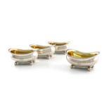 A set of four George III salt cellars, by Alice and George Burrows II, London 1808, rounded