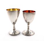 A George III silver goblet, by William Bennett, London 1783, plain vase form, initialled, gilded