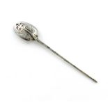 An early 18th century Britannia standard silver mote spoon, marked with the lion's head erased,