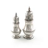 A good graduated pair of George II West Country silver sugar casters, by John Boutet of Plymouth,