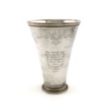 A mid 18th century Swedish silver beaker, by Berndt Falkengren, Visby circa 1760, of tapering