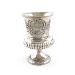 A William IV silver goblet, by J E Terry & Co., London 1832, circular bellied form, part fluted