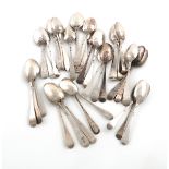 A collection of antique silver picture back teaspoons, various dates and makers, including: a