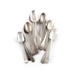 A collection of George III silver Hester Bateman spoons, various dates, comprising: a set of four