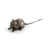 A Victorian novelty silver mouse pepper pot, by Thomas Johnson, London 1886, modelled in a