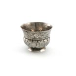 An 18th century Russian silver vodka cup, maker's mark worn, Moscow circa 1735, circular bellied