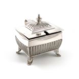 A late-Victorian silver mustard pot, by Finley and Taylor, London 1889, rectangular form, part-