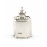 A silver tea caddy, by Mappin and Webb, London 1919, in the early 18th century manner, upright