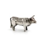 A late Victorian silver cow pepper pot, import marks for London 1900, importer's mark of Berthold