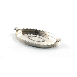 An Edwardian miniature silver tray, by Thomas Bradbury & Sons Ltd, Sheffield 1903, oval form, raised