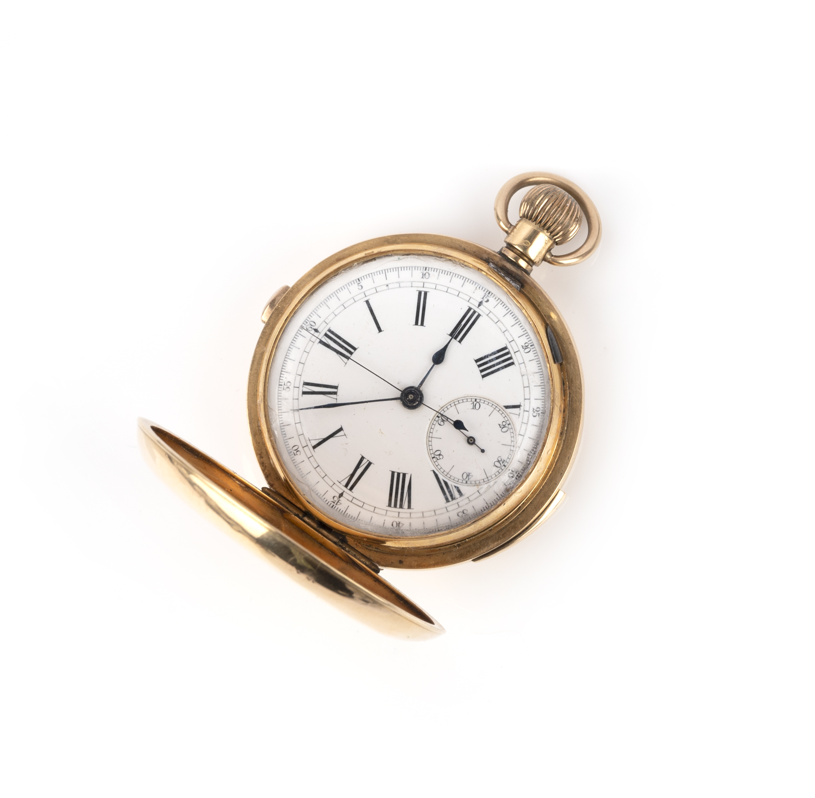 An 18ct gold repeater pocket watch, early 20th century, the white enamelled dial with black Roman