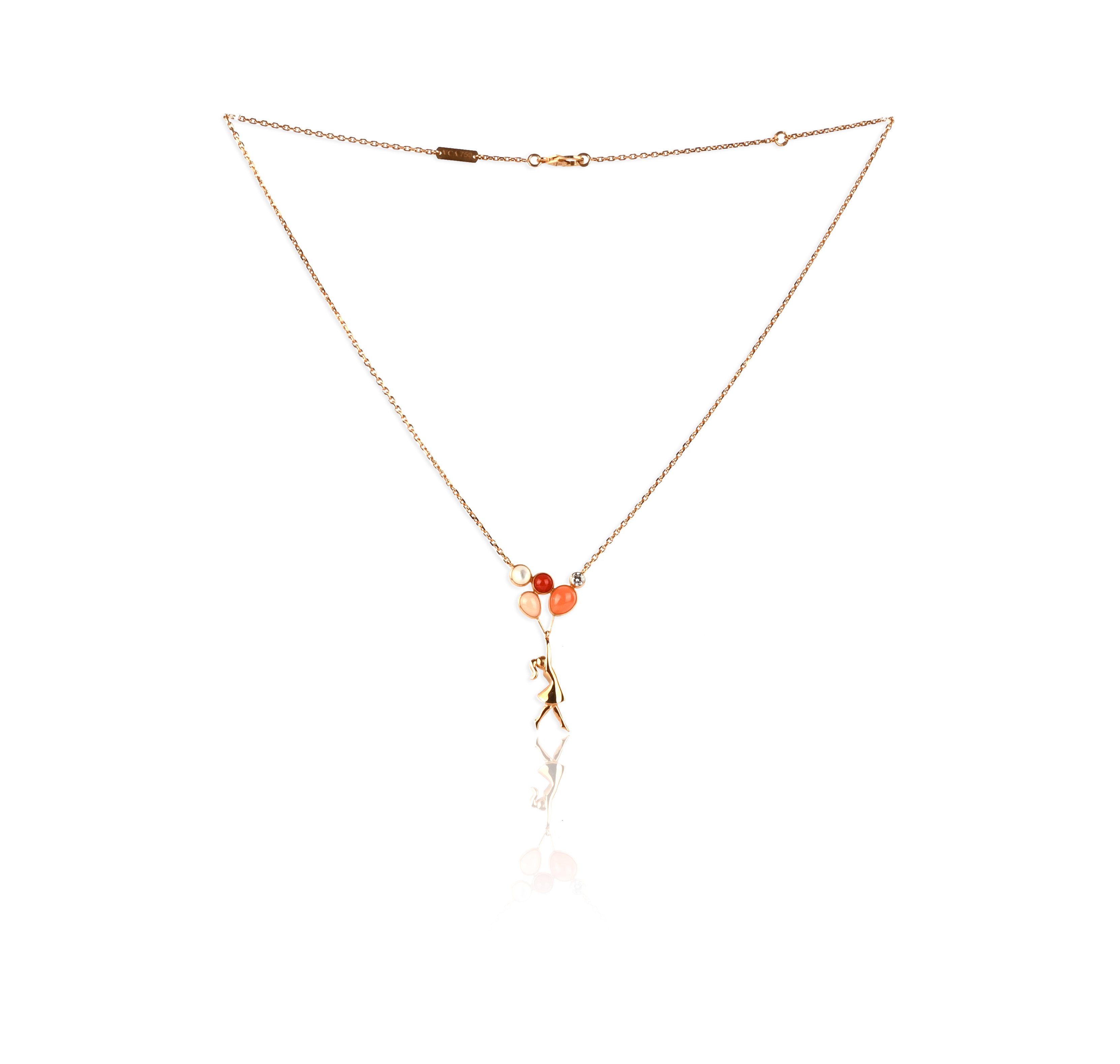 Van Cleef & Arpels, a mother of pearl, coral and diamond pendant, 'Mercredi à Paris', designed as