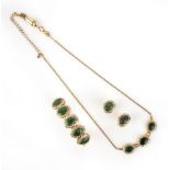 A jadeite and diamond necklace demi-parure and a pair of dyed quartz and diamond earrings,