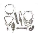A mixed selection of cut steel jewellery, late 18th/ early 19th century, including a diadem, two